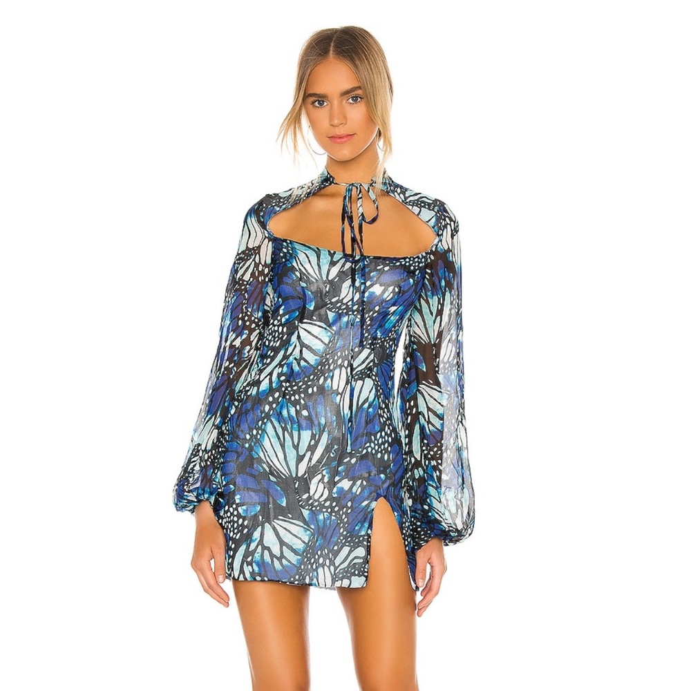 Kim Shui Blue Butterfly Mini Dress NWT